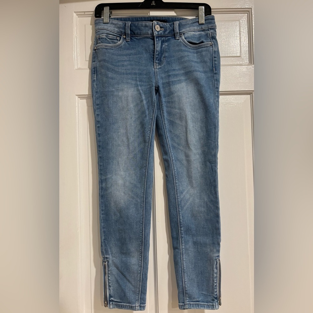 White House Black Market Women's Skinny Crop Jeans Ankle Zippers Size 2